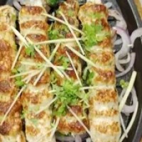 Chicken Reshmi Seekh Kabab With Humus And Roti